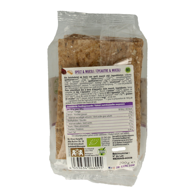 Dr. Karg's Organic Spelt with Muesli 200g