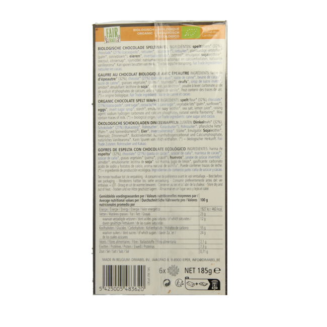 Biscovit Chocolade wafel bio 185 Gram