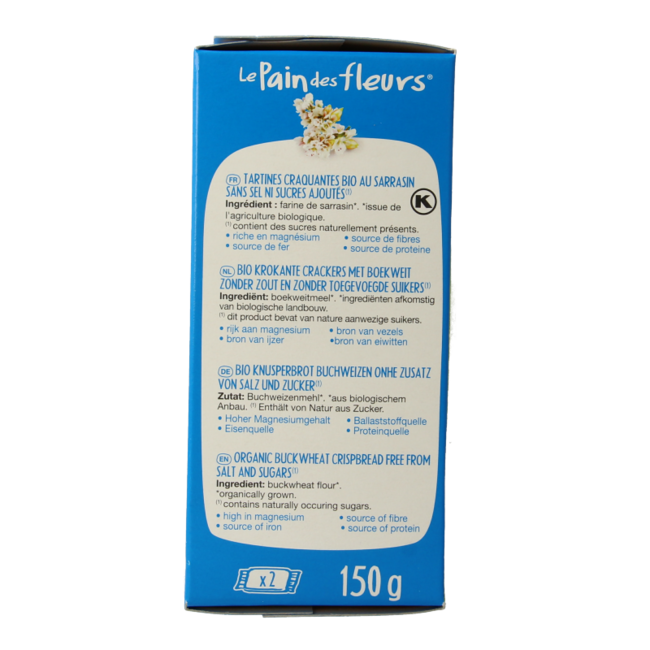 Organic Buckwheat Crackers, Salt and Sugar-Free, 150g