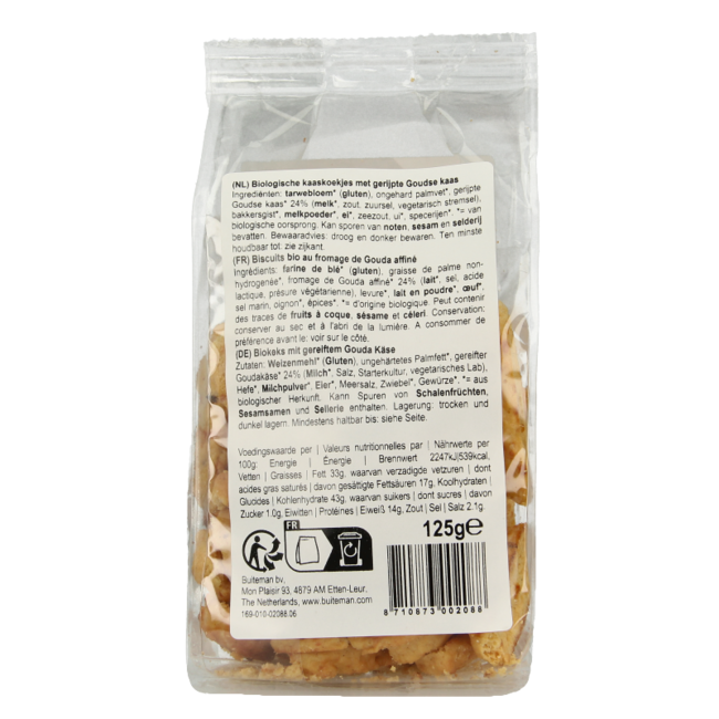 Organic cheese biscuits 125 Gram