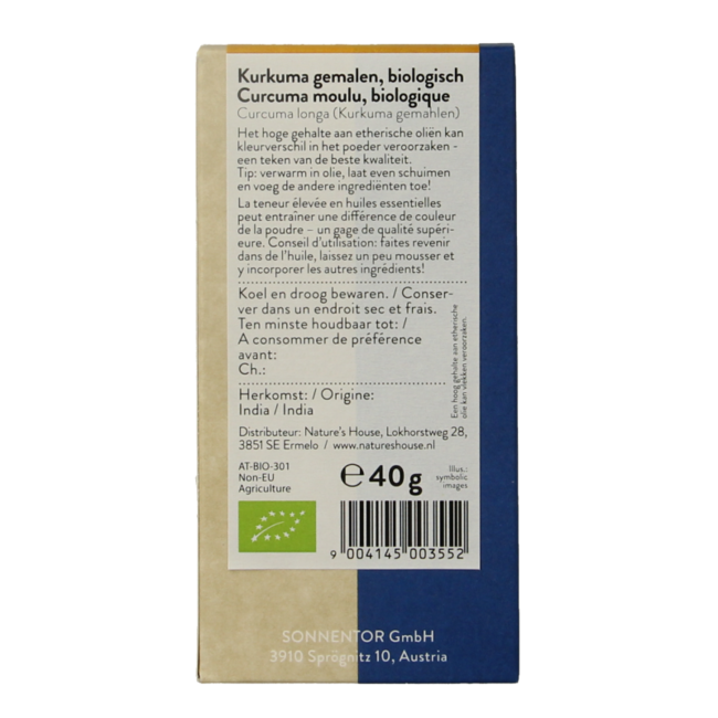 Sonnentor Cúrcuma molida bio 40 Gramos