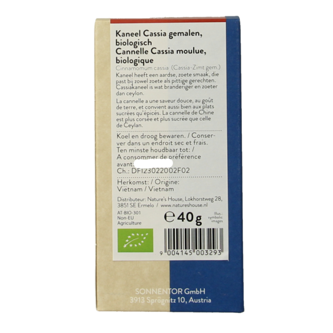 Sonnentor Canela Cassia molida bio 40 Gramos