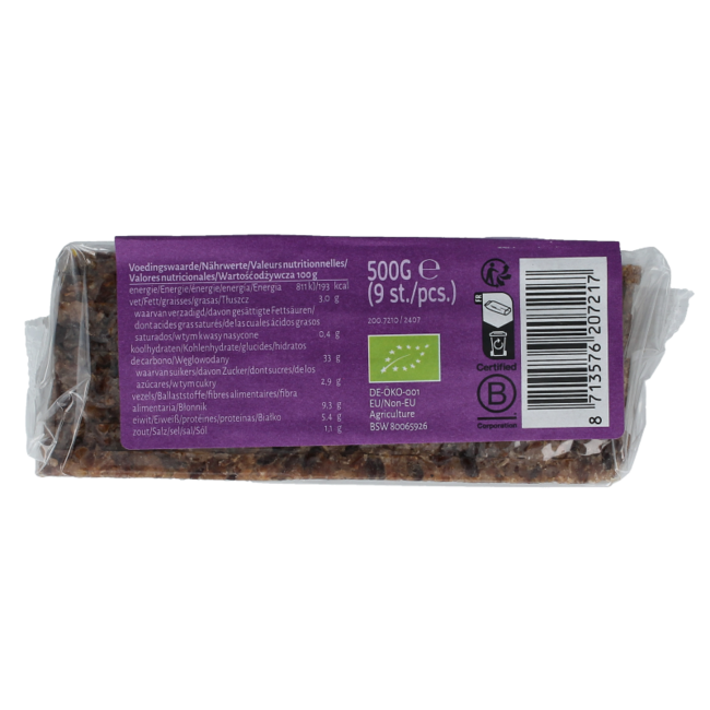 TerraSana Pan de centeno con semillas de lino bio 500 gramos
