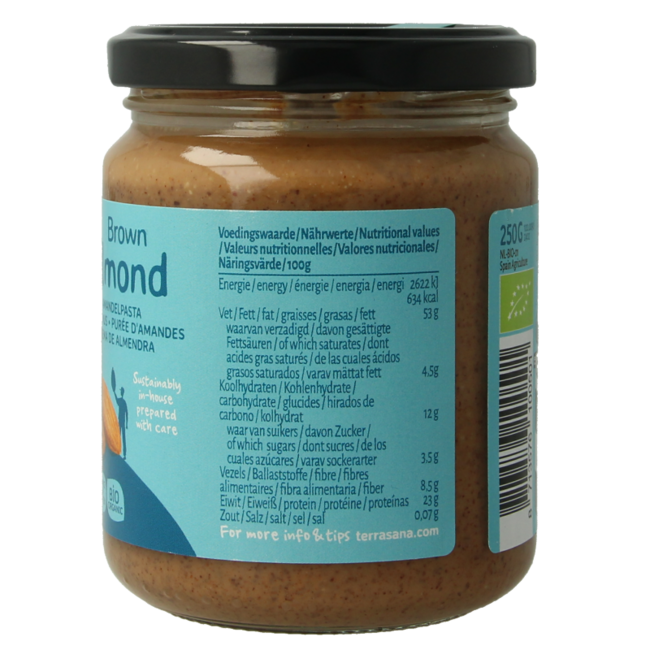 TerraSana Crema de almendras bio 250 gramos