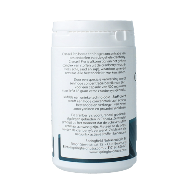 Springfield Cranaxil Pro concentrado de arándano rojo 500 mg 180 cápsulas