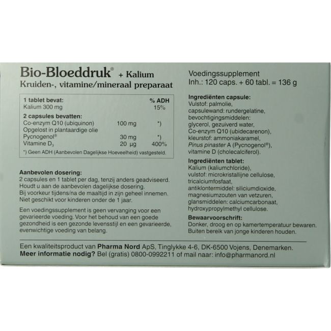Pharma Nord Bio Presión Arterial y Potasio 120 Cápsulas + 60 Comprimidos 180 Unidades