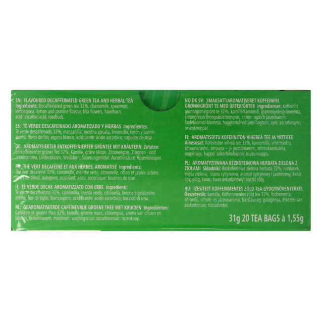 Thé vert décaféiné Sleepytime citron jasmin 20 sachets