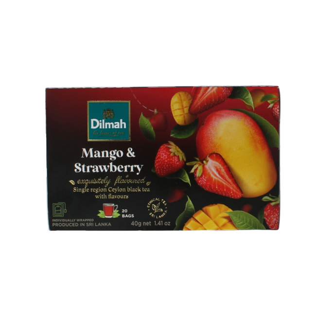 Té divertido Dilmah de Mango y Fresa, 20 Bolsitas