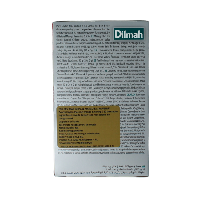 Té divertido Dilmah de Mango y Fresa, 20 Bolsitas