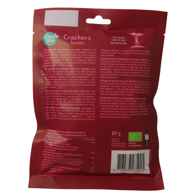 TerraSana crackers de arroz integral japonés eco bio 60 gramos