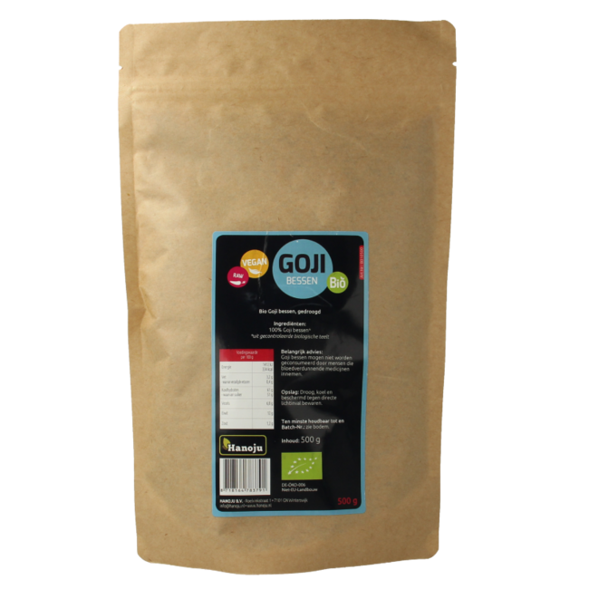 Hanoju Bayas de goji secadas al sol bio 500 gramos