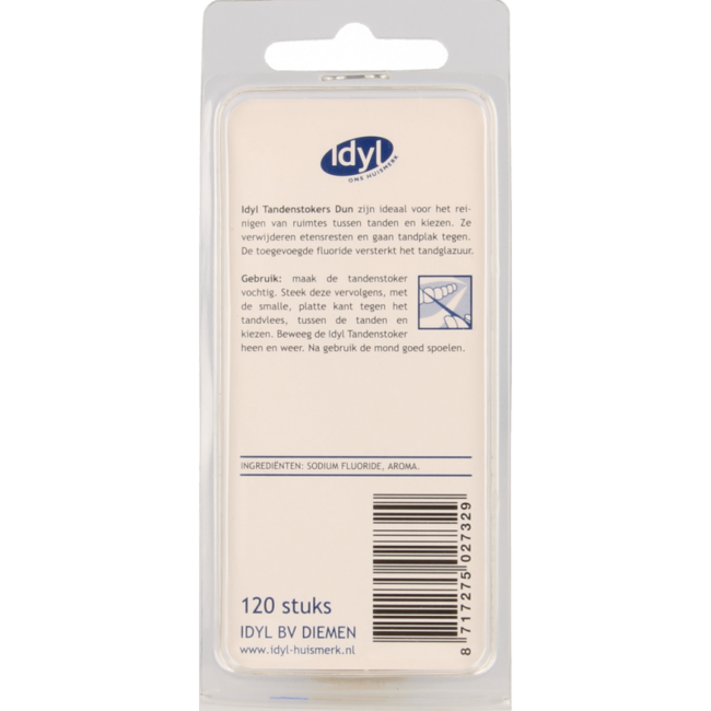 Idyl Thin Toothpicks with Fluoride and Mint Flavour 120 Pieces