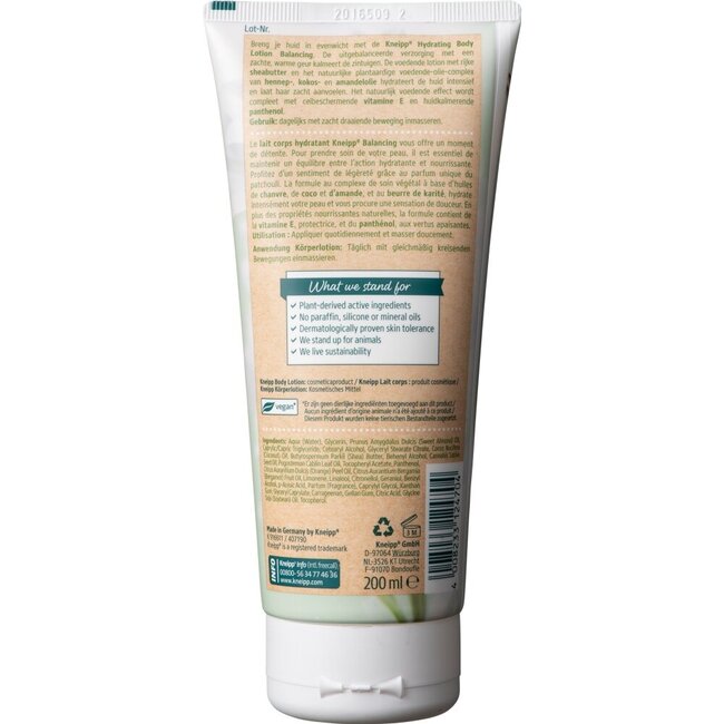 Kneipp Loción corporal hidratante equilibrante pachulí 200 ml