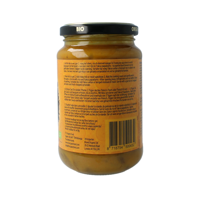Yakso Curry wok saus bio 350,00 gramos