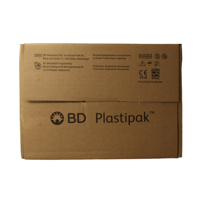 Strzykawka iniekcyjna Becton Plastipak 50 ml z końcówką, 60 sztuk