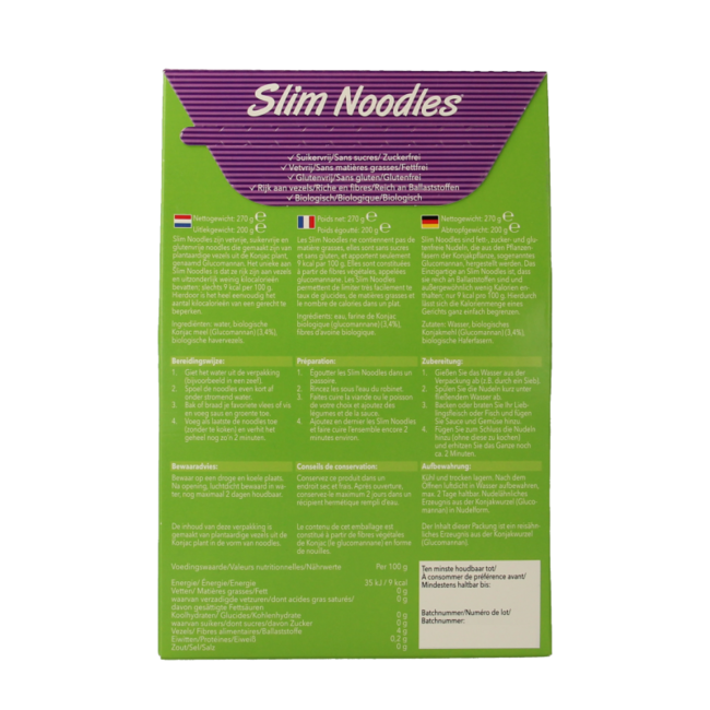 Slim Pasta Noodles Bio 270 Gramm
