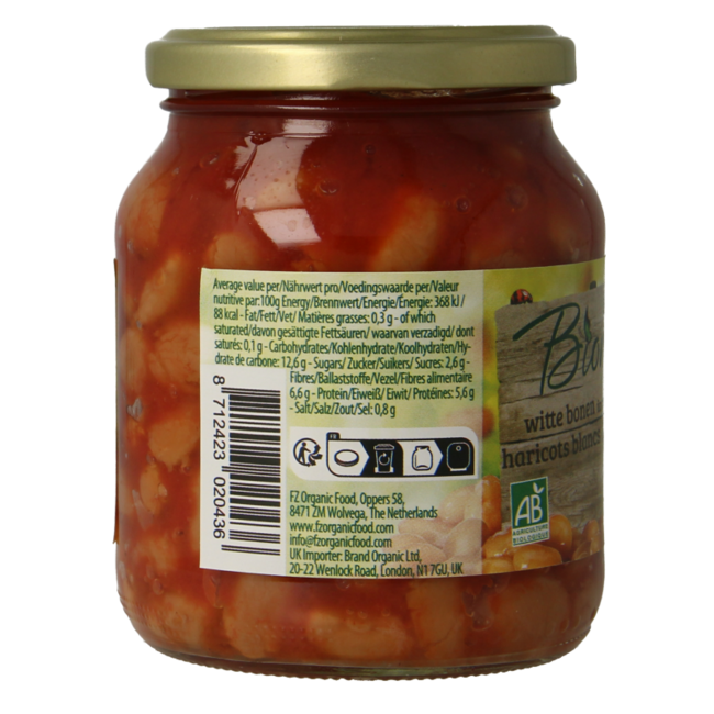 Bionova Judías blancas en salsa de tomate bio 350 gramos