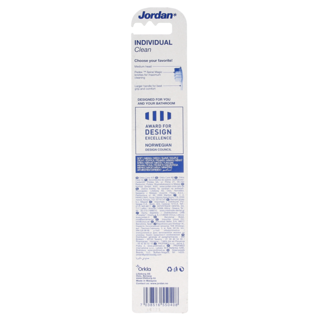 Jordan Cepillo de dientes individual clean soft 1 unidad