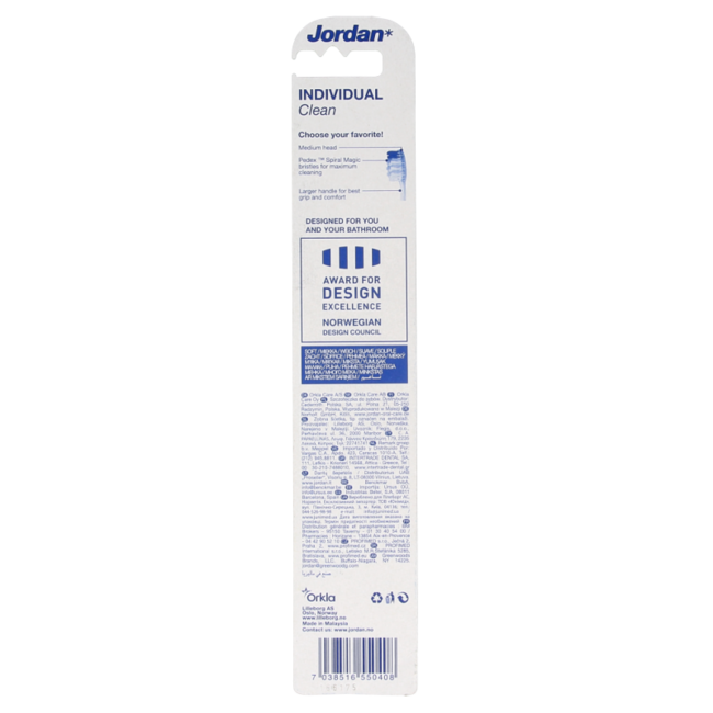 Jordan Spazzolino da denti individual clean soft 1 Pezzo
