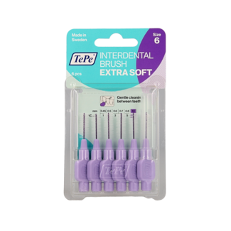 TePe Szczoteczki międzyzębowe TePe Extra Soft, jasnoliliowe, rozmiar 6, 6 sztuk