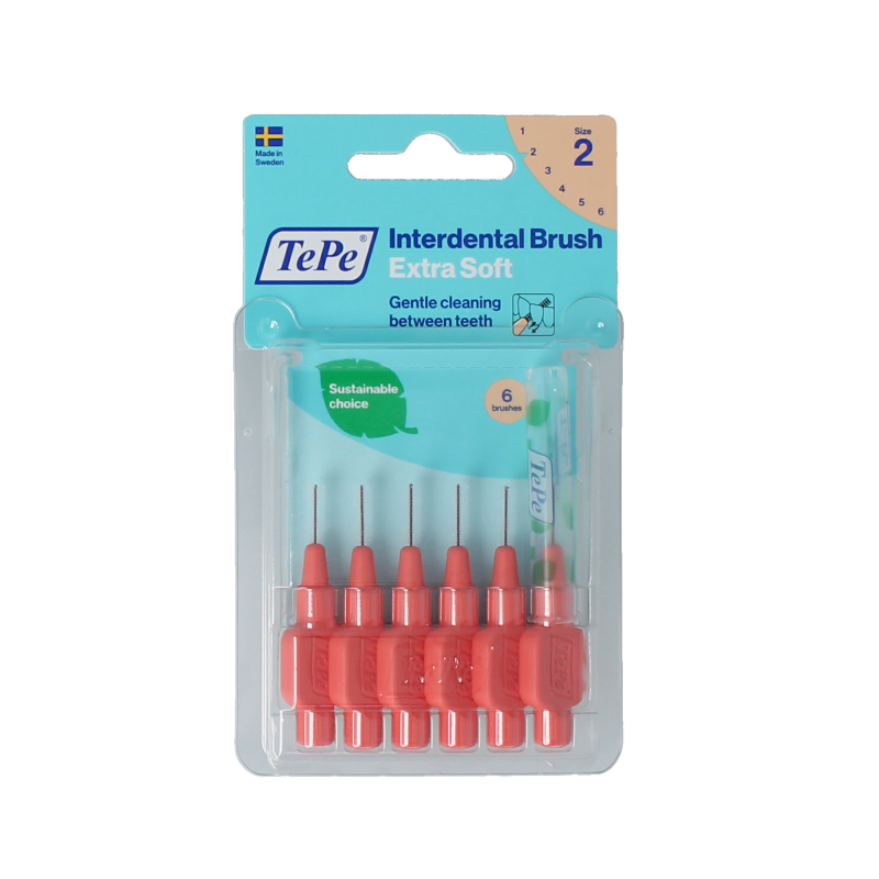 TePe Cepillo interdental extra suave rojo claro talla 2 6 unidades