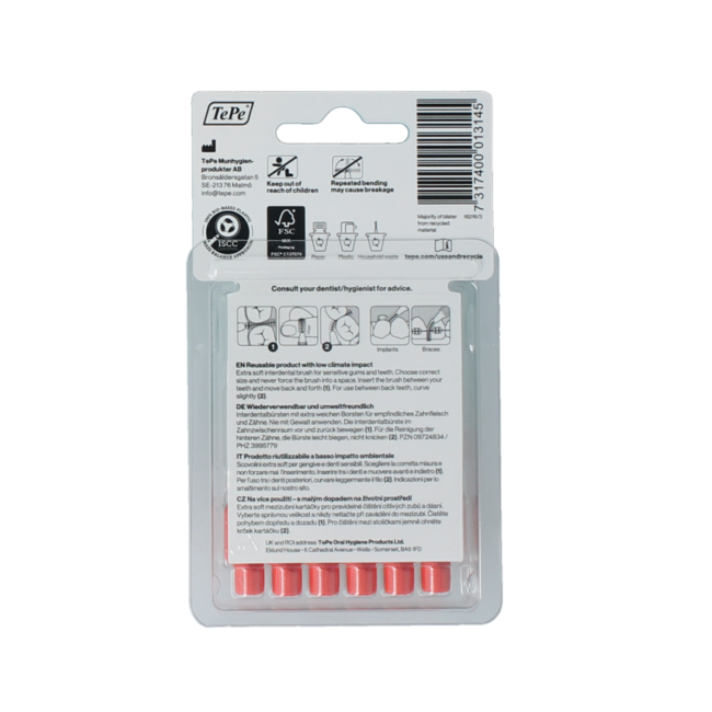 Cepillo interdental extra suave rojo claro talla 2 6 unidades