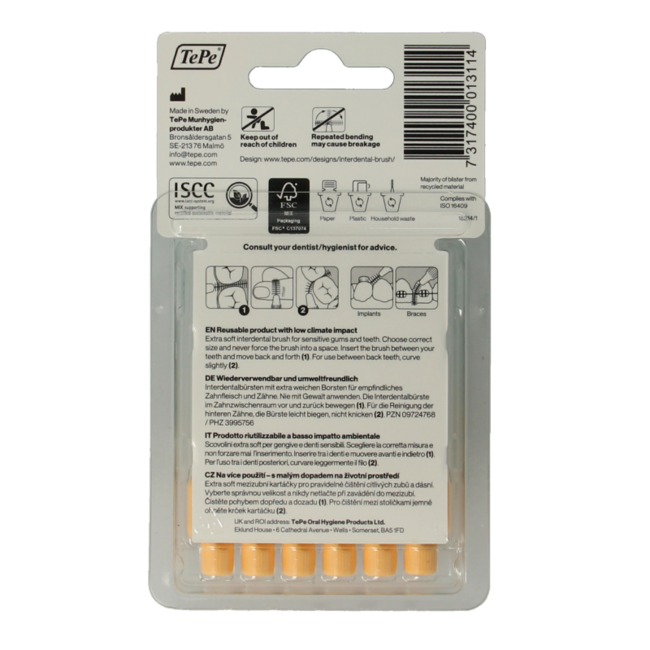 TePe Brossette interdentaire extra souple orange clair taille 1 6 pièces