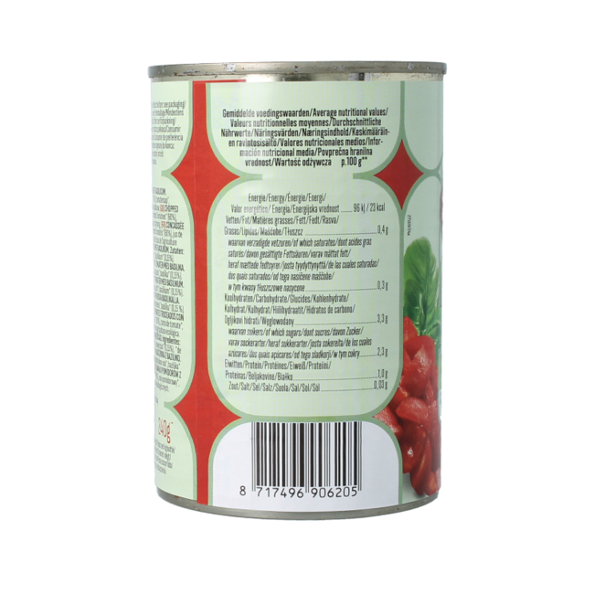 Tomatenstukjes basilicum bio 400 Gram