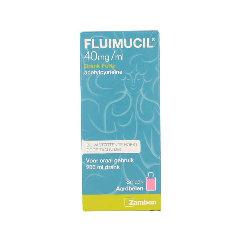 Fluimucil Drank 40mg/ml forte aardbei 200 Milliliter
