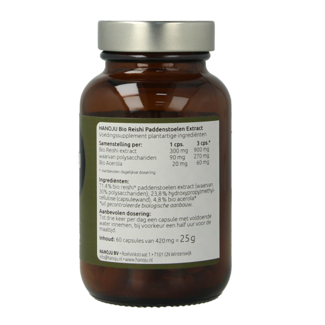 Hanoju Reishi Extrakt Bio 60 Vegetarische Kapseln