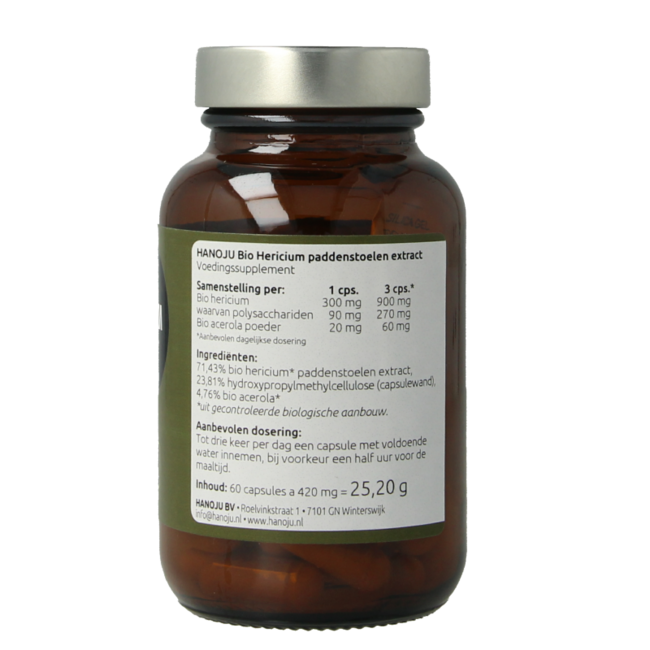 Hanoju Hericium extracto bio 60 Cápsulas vegetarianas