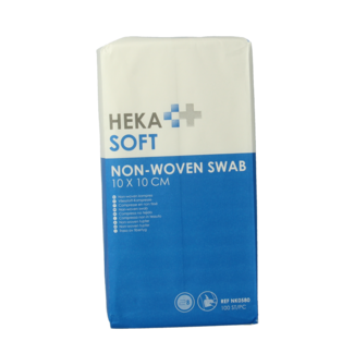 Heka Soft Compresa no tejida 10 x 10 cm no estéril 8 capas 100 unidades