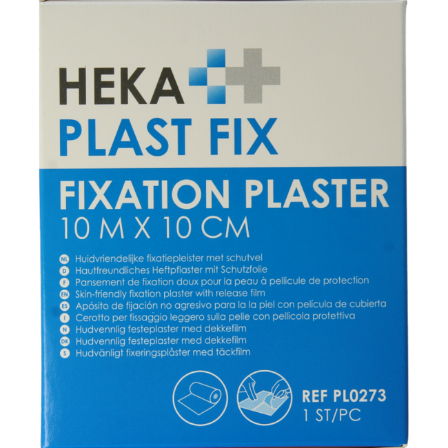 Hekaplast Fix Pflaster 10 m x 10 cm mit Schutzfolie 1 Rolle