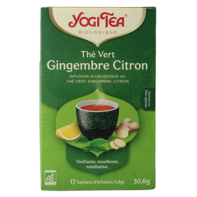 Thé vert gingembre citron bio 17 sachets