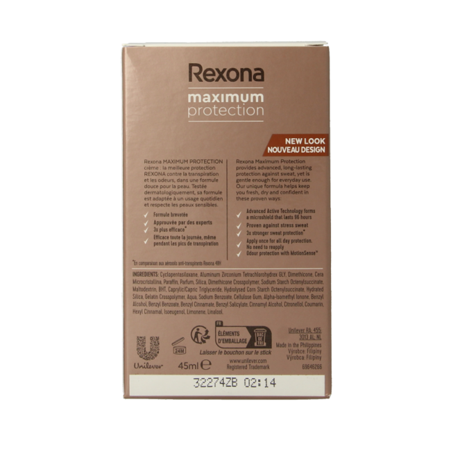 Rexona Deodorant Stick Maximum Protection Sensitive für Damen, 45 Milliliter