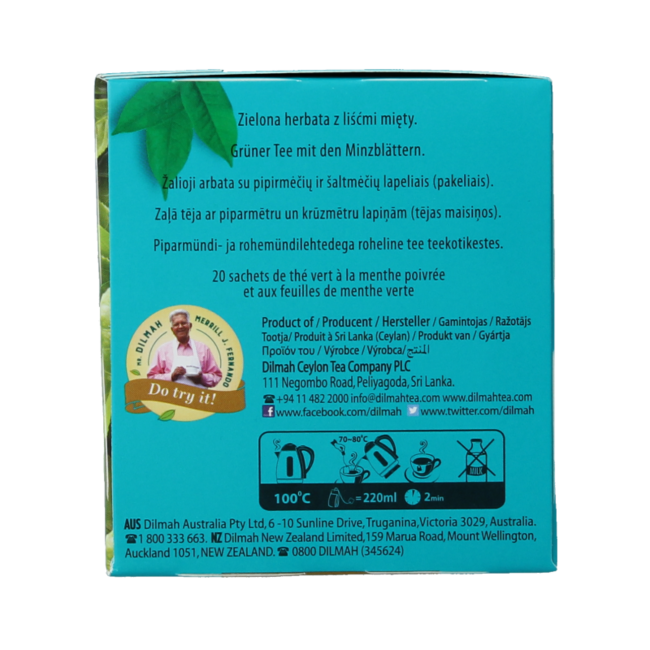 Selección de té verde a la menta marroquí Dilmah 20 bolsitas