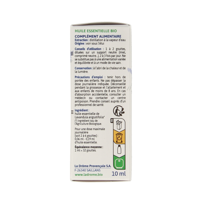 Olio essenziale di Lavanda Bio Ladrome 10 Millilitri