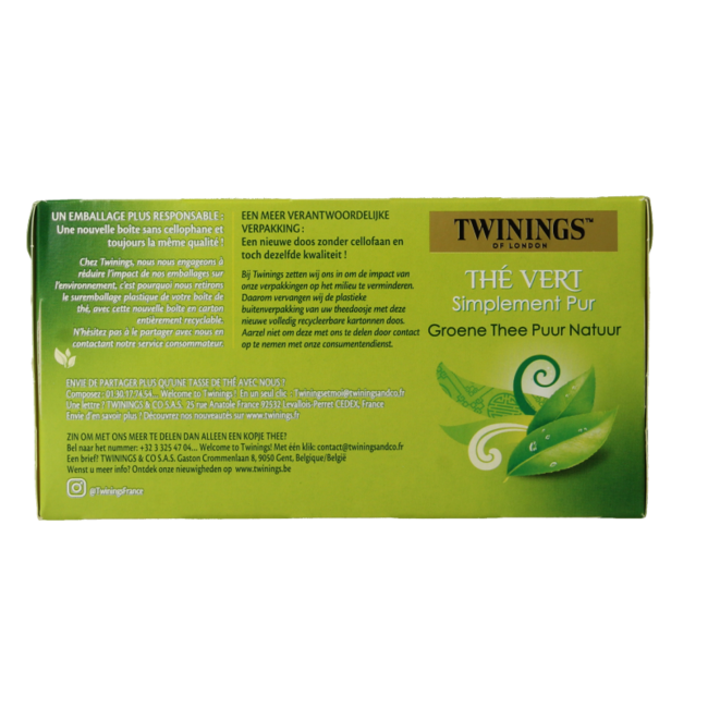 Té verde puro Twinings 25 Bolsitas