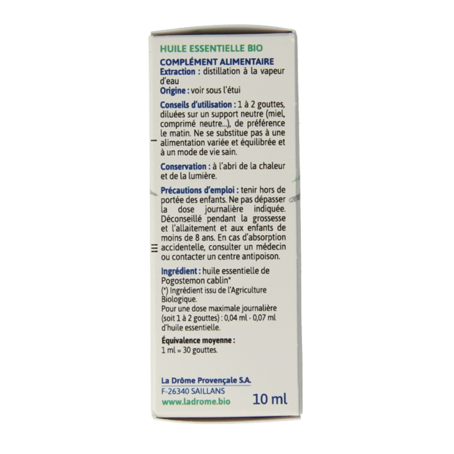 Aceite de pachulí bio 10 mililitros