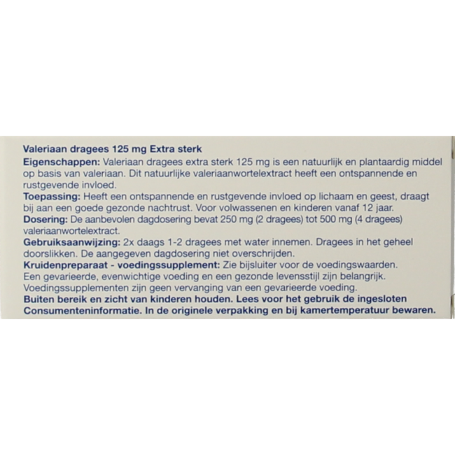 Valeriaan extra sterk 125mg 50 Dragees