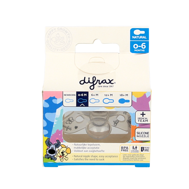 Sucette natural 0-6 mois Woezel & Pip 1 pièce