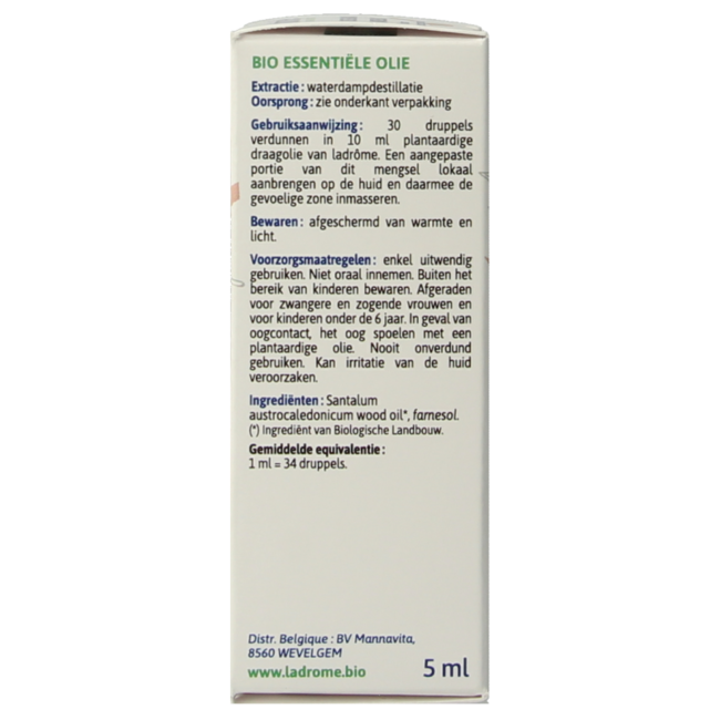 Olio essenziale di Sandalo Ladrome Biologico 5 Millilitri