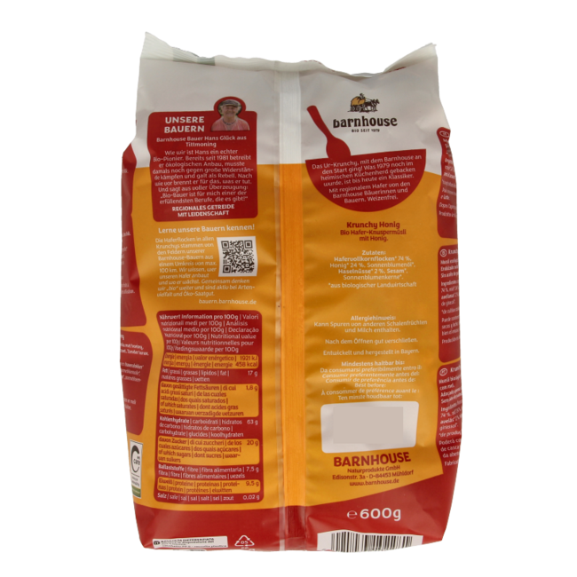 Barnhouse Krunchy Honig Bio 600 Gramm