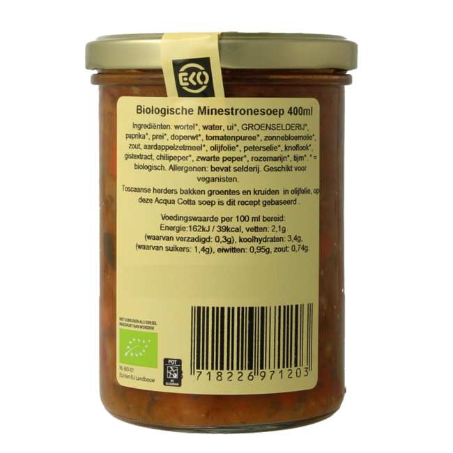 Sopa minestrone toscana Acqua cotta bio 400 mililitros