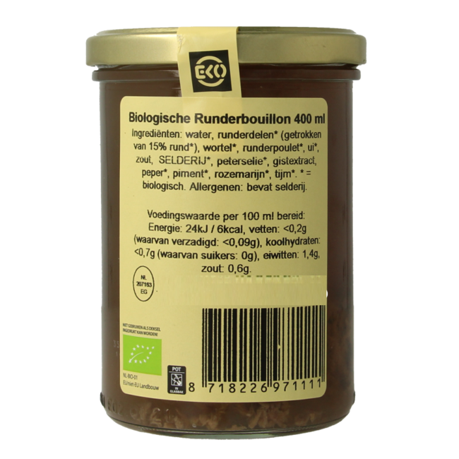 Organic beef bouillon 400 Millilitres