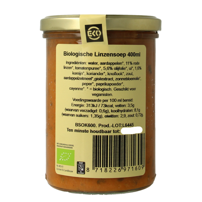 Sopa de lentejas bio 400 mililitros