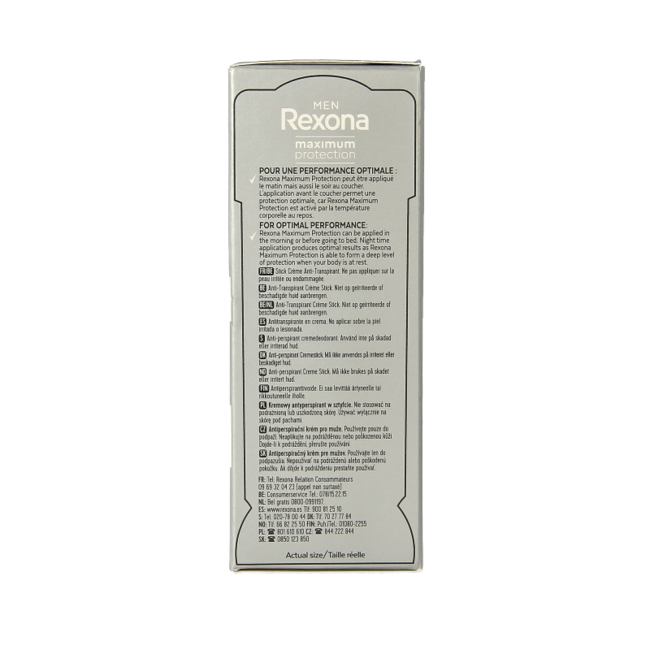 Rexona Desodorante en barra para hombre max protect clean scent 45 mililitros