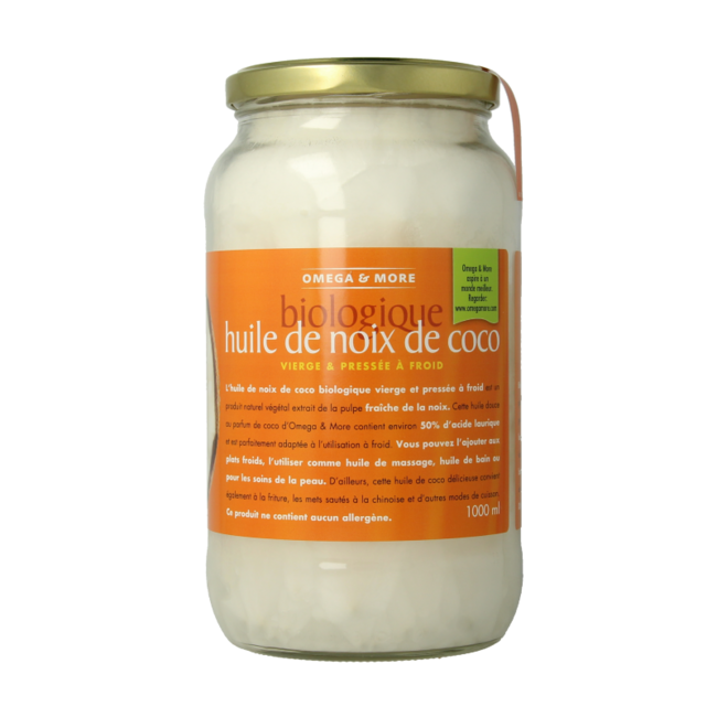 Aceite de coco virgen extra en cristal bio 1 litro