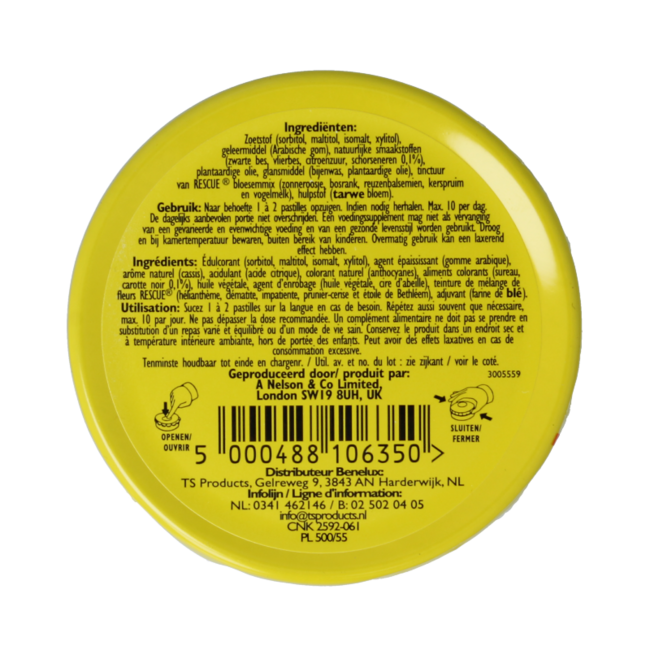 Rescue pastilles zwarte bes 50 Gram