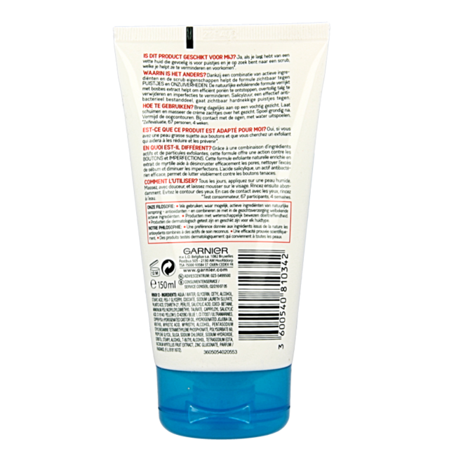 Garnier Skin naturals pure active scrub 150 mililitros
